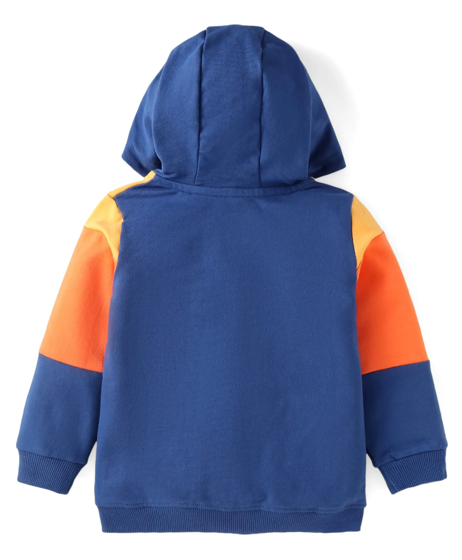 Babyhug Terry Knit Full Sleeves Hooded Sweatjacket & Lounge Pant Set With Bear Patch - Blue - Image 2